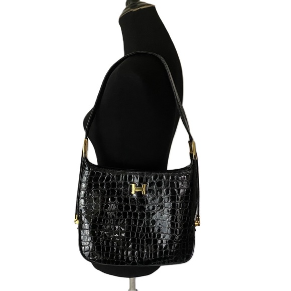 Vera Pelle Bags Vera Pelle Italian Patent Black Croc Leather